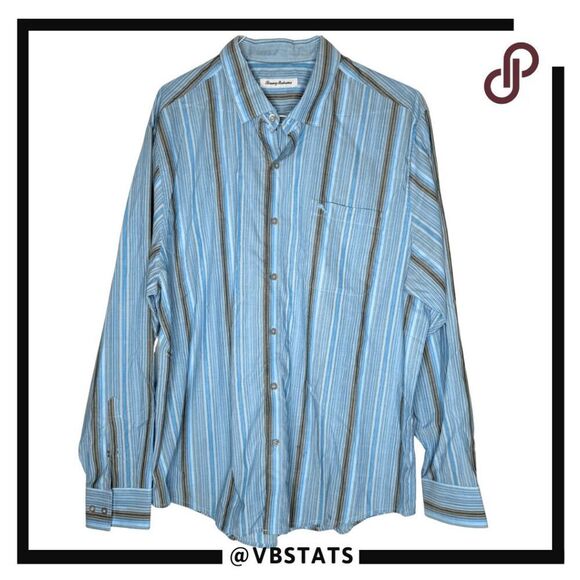 Tommy Bahama Men's Stripe Long Sleeve Pima Cotton Button Up Shirt Multicolor XL - Picture 1 of 7